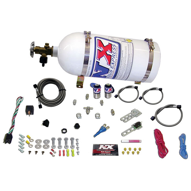 Nitrous Express 90006-10 200-600 HP 8-Cylinder Gasoline Shark Direct Port System with 4 Solenoids and 10 lbs Bottle 